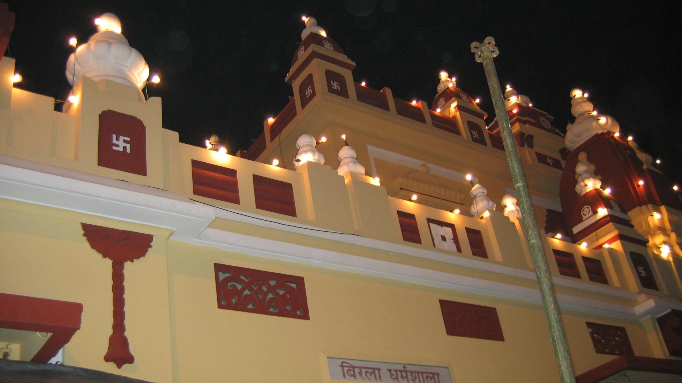 Temple decorated with lights on Diwali. 