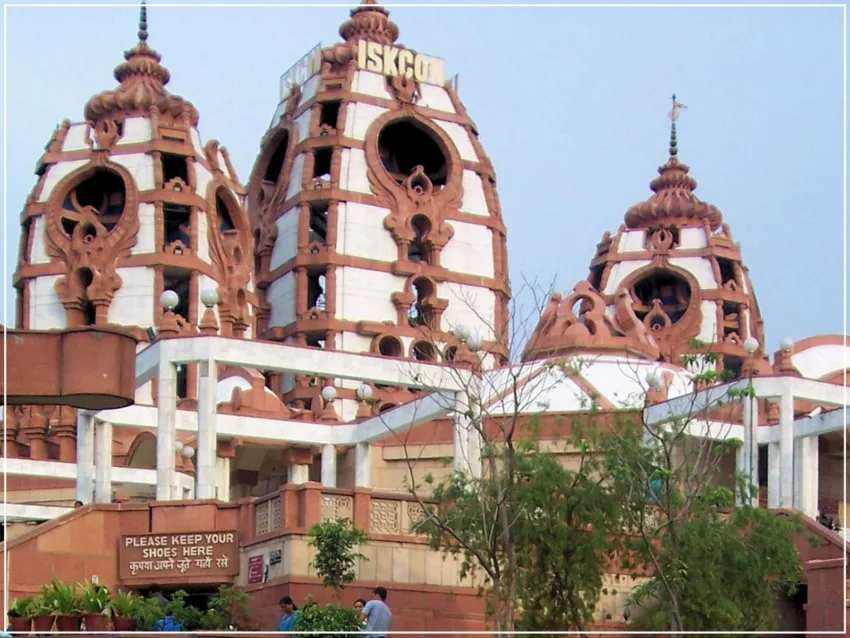 Iskcon temple delhi view from outside.