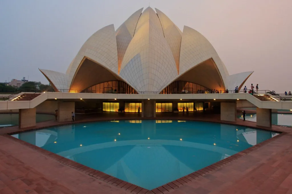 bahai temple in the evening 