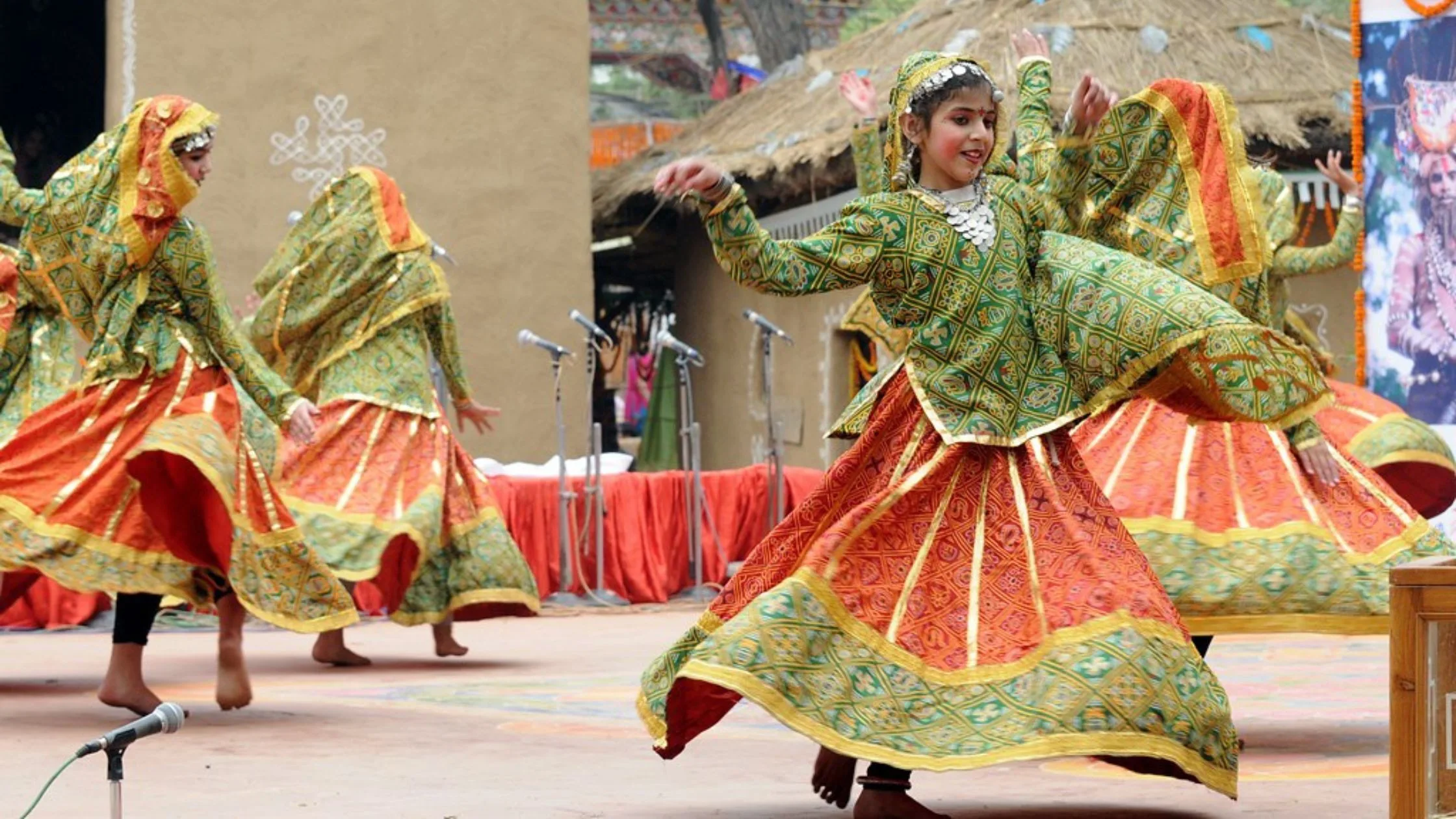 Girls doing folk dance. 