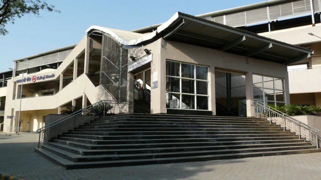 Outside view of Kalkaji Railway Station.