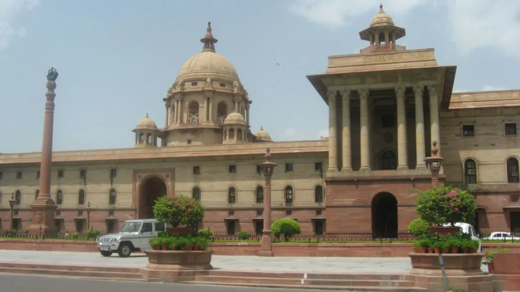 The secretariat buildings near Rashtrapati Bhavan, executed in the 'Indo-Saracenic' style