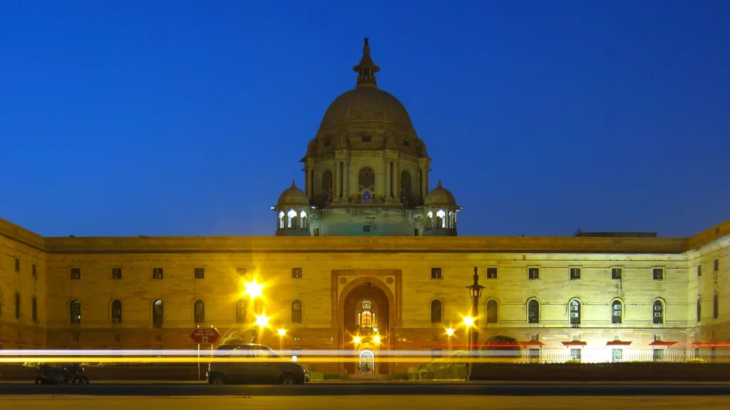 Delhi Secretariat night view