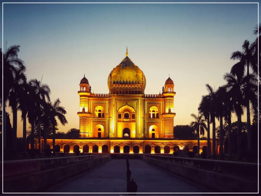 Safdarjung tomb of Delhi at night.