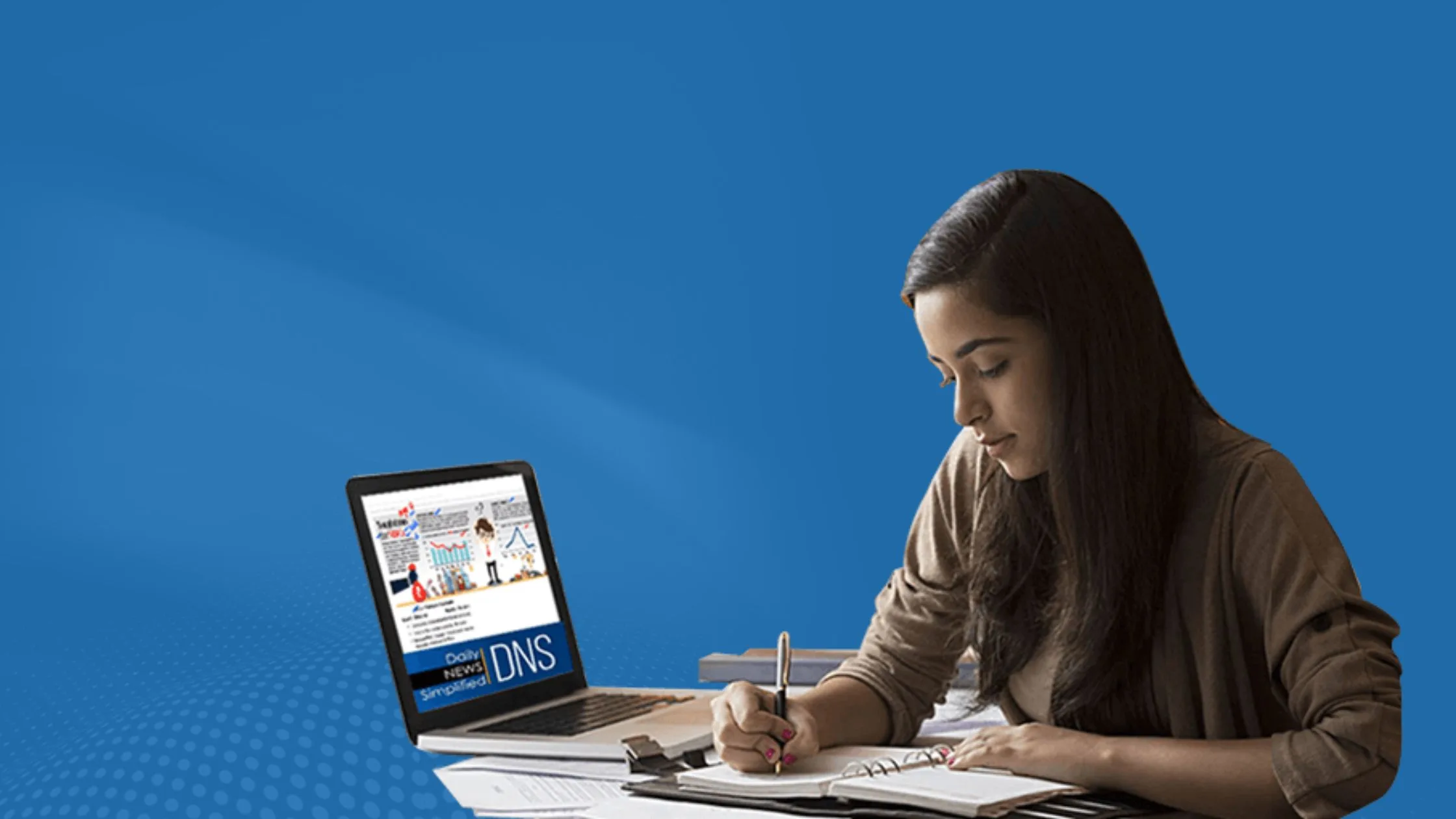 Girl studying with a laptop