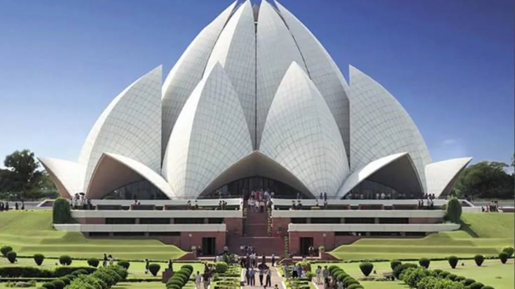An outside view of Lotus Temple.