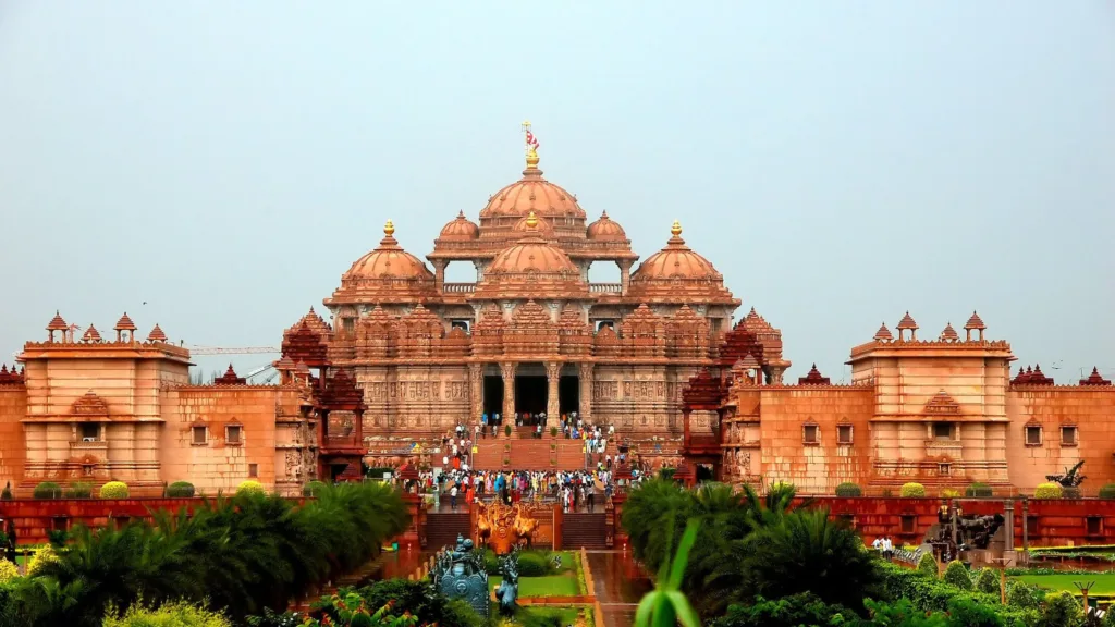 An outside view of Akshardham Temple
