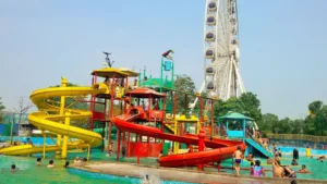 A view of Delhi Eye and water park.