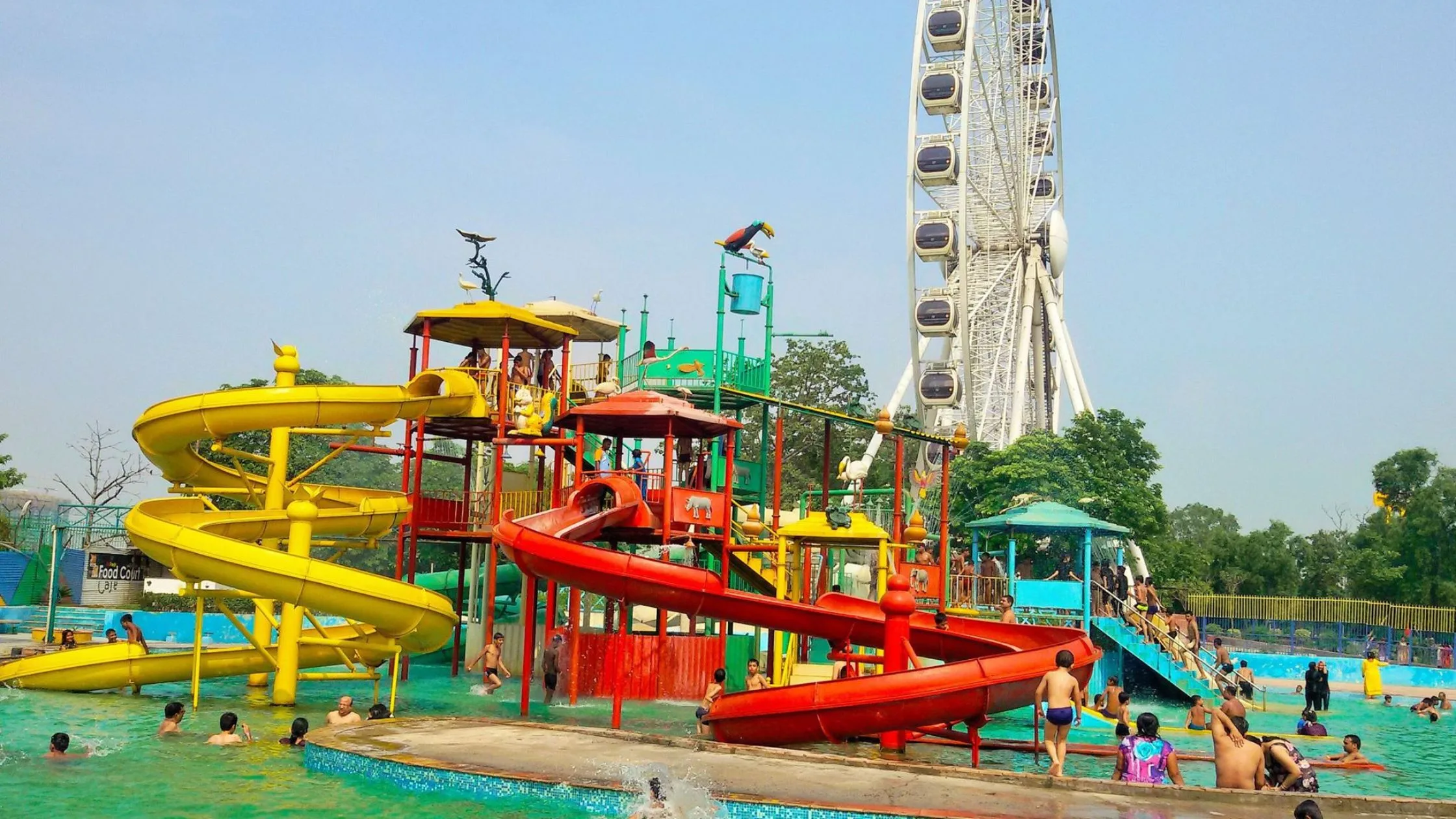 A view of Delhi Eye and water park.