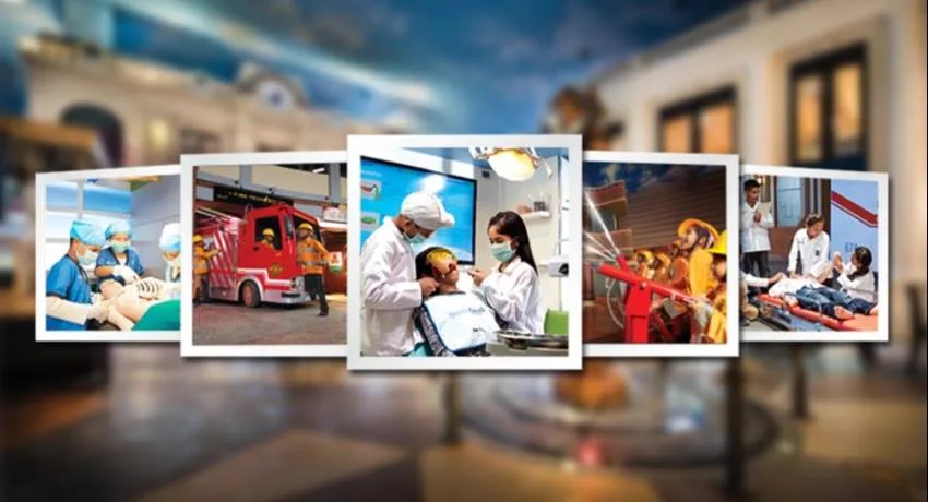 Kids playing dentist fireman and many other different professionals at KidsZania