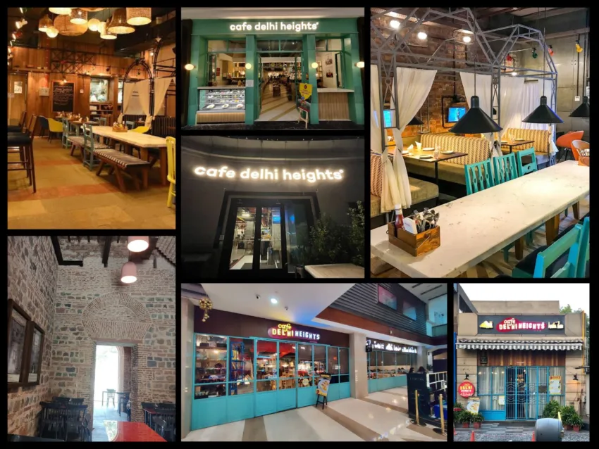 Collage of Cafe Delhi Heights food chain in Delhi.