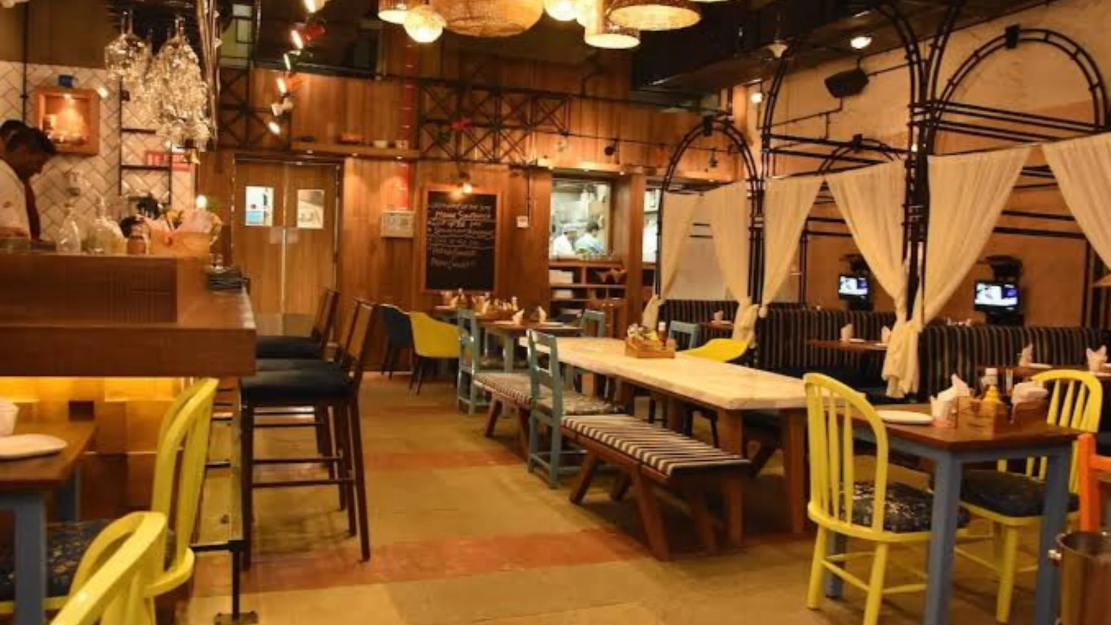 Inside view of Cafe Delhi heights at Connaught Place.