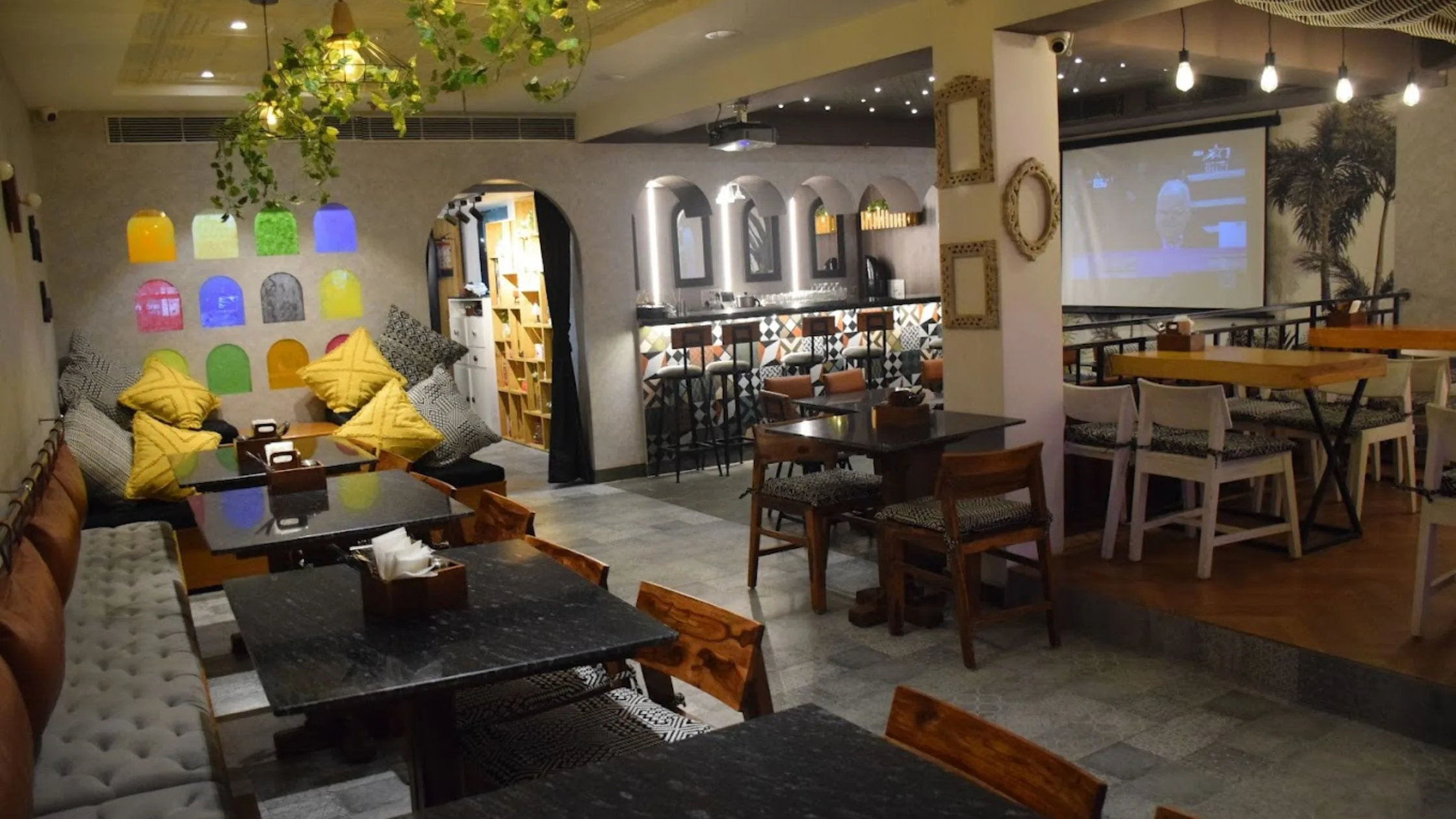 An inside view of Sambookas Cafe in Delhi