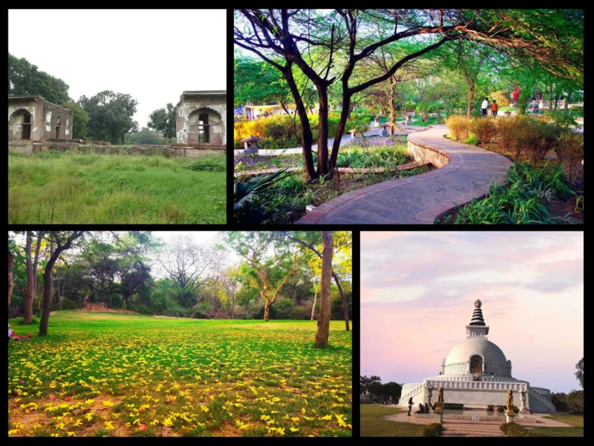 Collage of picnic spots in Delhi