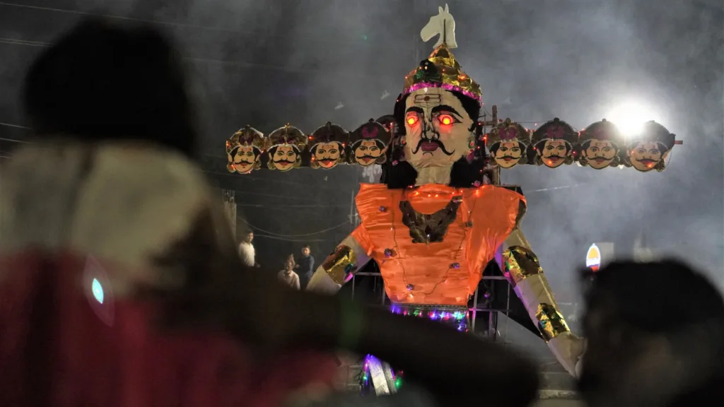 A statue of Ravana in Dussehra ground.