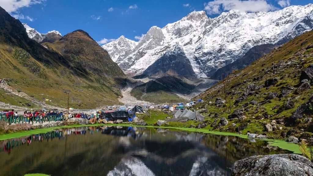 Lake between base camp to Kedarnath Temple