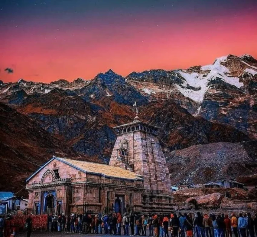 An evening view of Kedarnath Temple