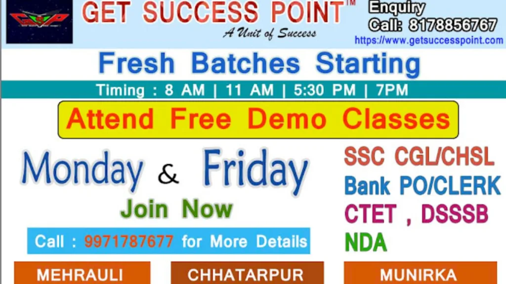 poster of get success point coaching in Delhi