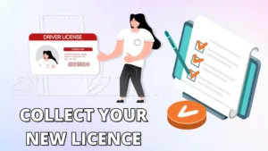 A female holding driving license.