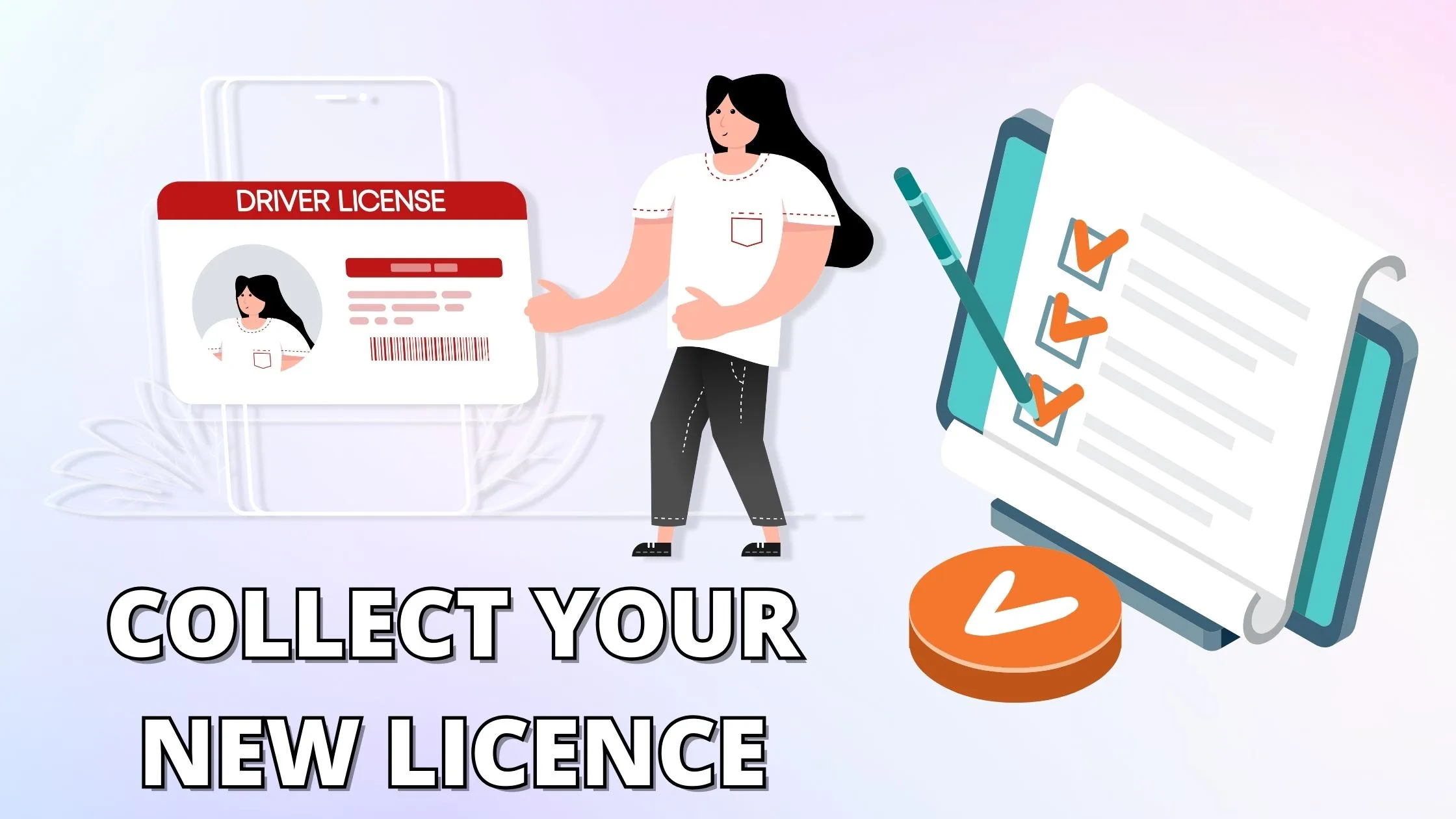 A female holding driving license.