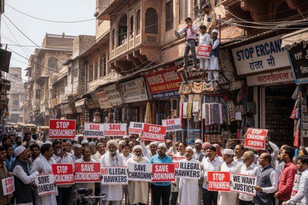 Chandni Chowk Shopkeepers Protest Against Encroachment