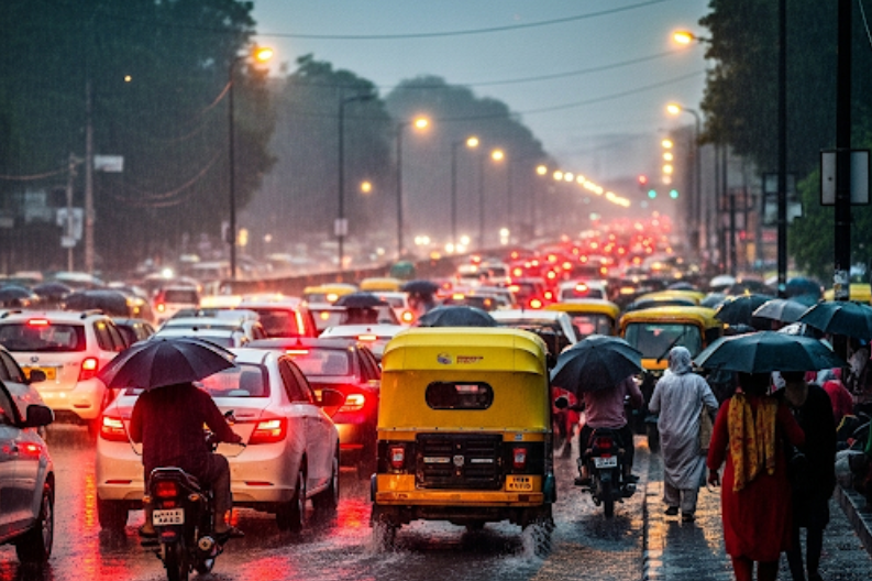Delhi Rain Gives Relief from Heat; Traffic Jams Hit the City