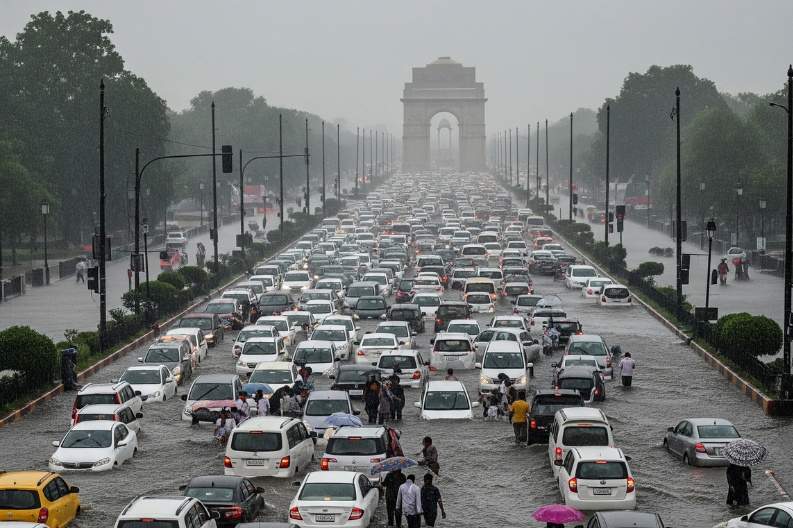 Rain Turns Roads to Rivers: Delhi Faces Monsoon Breakdown