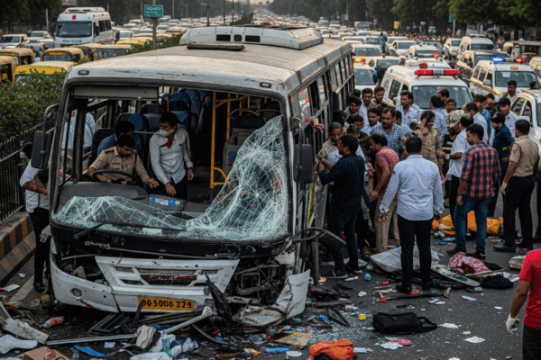 Tragic Bus Accident in Delhi Claims Life of Autorickshaw Driver