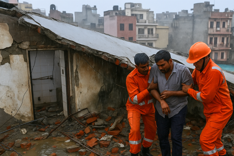 Two Injured in Roof Collapse in Delhi's Dwarka Due to Heavy Rain