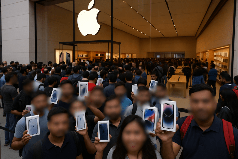 Apple iPhone 17 Series Launches in India_ Huge Crowds at Stores-min