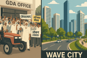 Farmers Protest at Ghaziabad Headquarter Over Wave City Project