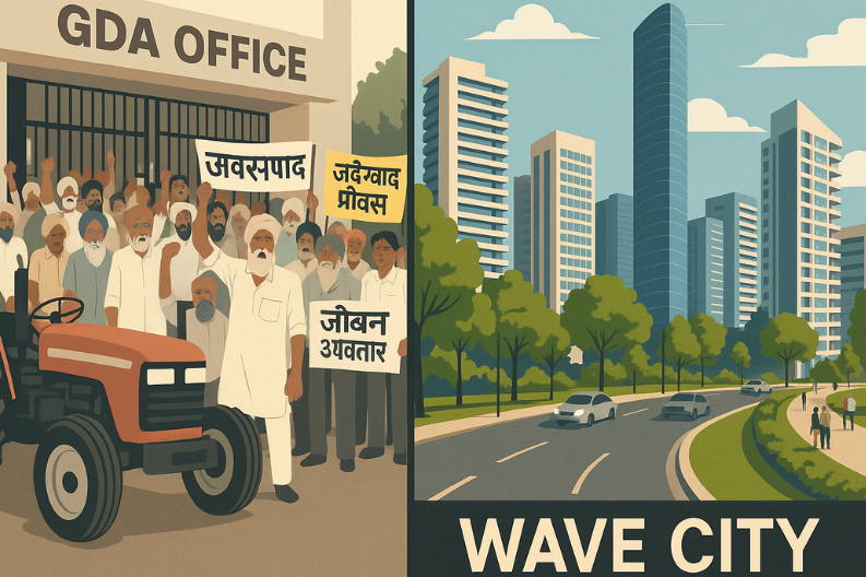 Farmers Protest at Ghaziabad Headquarter Over Wave City Project