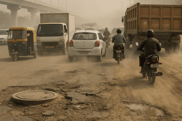 Gurgaon Junctions Face Serious Traffic and Dust Problems