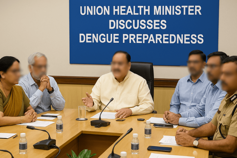 Union Health Minister Discusses Dengue Preparedness in Delhi-min