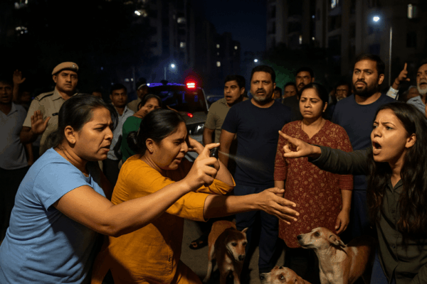 Clash Over Feeding Stray Dogs in Faridabad's Kenwood Tower