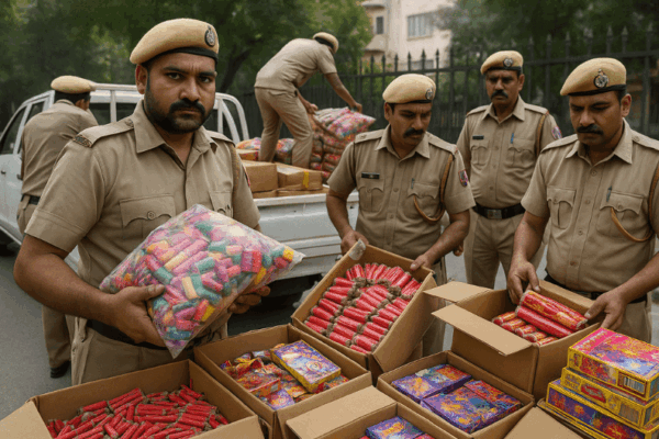 Delhi Police Seize 1700 kg of Banned Firecrackers Ahead of Diwali