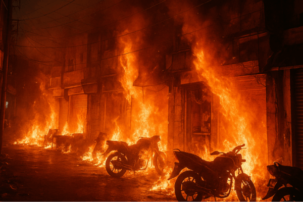 Fireworks Spark Major Blaze in Ghaziabad, Causing Damage to Shops and Vehicles Fireworks Spark Major Blaze in Ghaziabad, Causing Damage to Shops and Vehicles-min