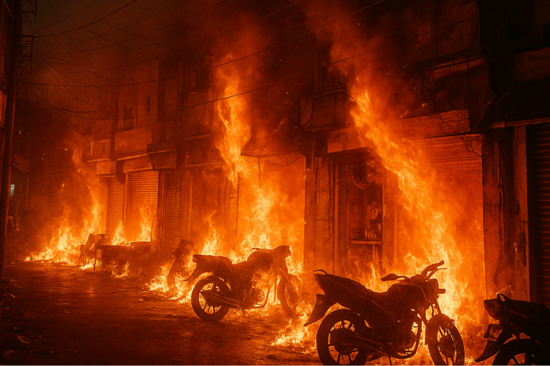 Fireworks Spark Major Blaze in Ghaziabad, Causing Damage to Shops and Vehicles-min