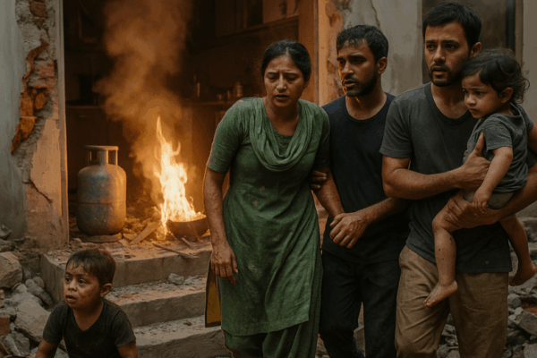 Four Family Members Injured in Gas Cylinder Blast in Faridabad