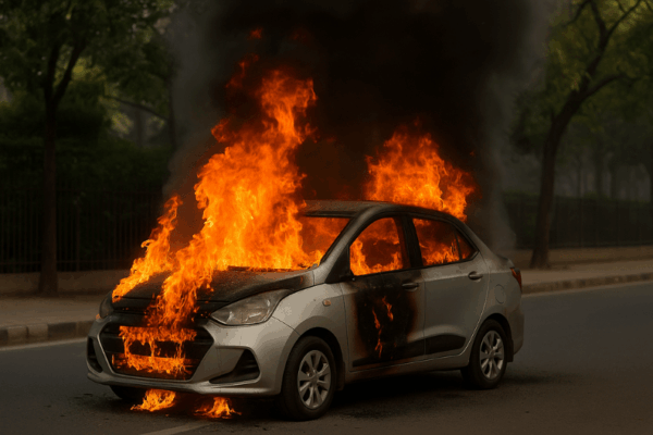 Tragic Fire Claims Life of Faridabad Man in CNG Car Incident