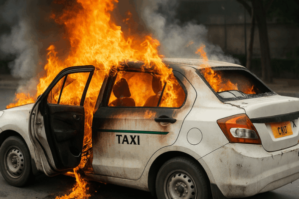 Tragic Incident Claims Life of Faridabad Cab Driver in CNG Fire