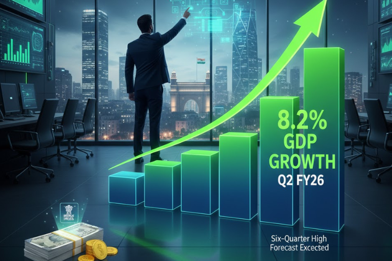 India GDP Growth Hits Six-Quarter High at 8.2% in Q2 FY26
