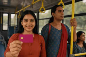 Pink Saheli Smart Card_ Free Bus Rides for Women & Transgender