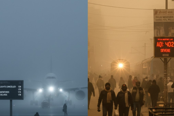 Delhi weather today LIVE Dense Fog Hits Flights, Trains, and Air Quality Across Capital