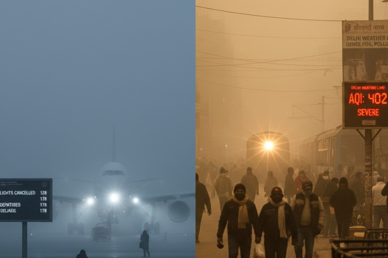Delhi weather today LIVE Dense Fog Hits Flights, Trains, and Air Quality Across Capital