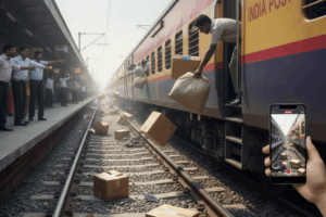 India Post News Workers Caught Throwing Parcels on Railway Tracks, Viral Video Sparks Anger