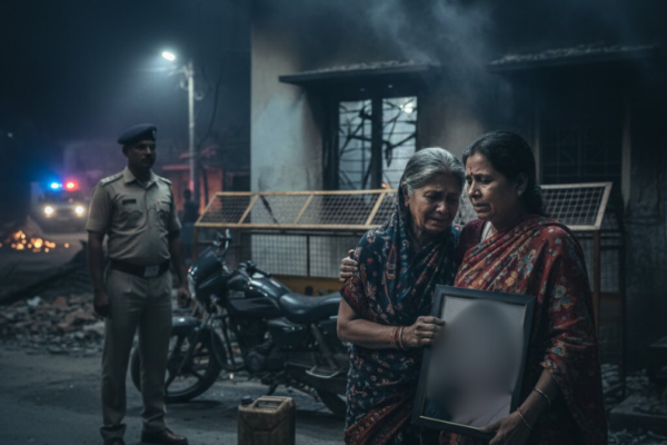 Man held for setting wife on fire after violent attack