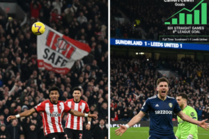 Sunderland vs Leeds United Ends 1-1 as Calvert-Lewin Scores in Sixth Straight Game
